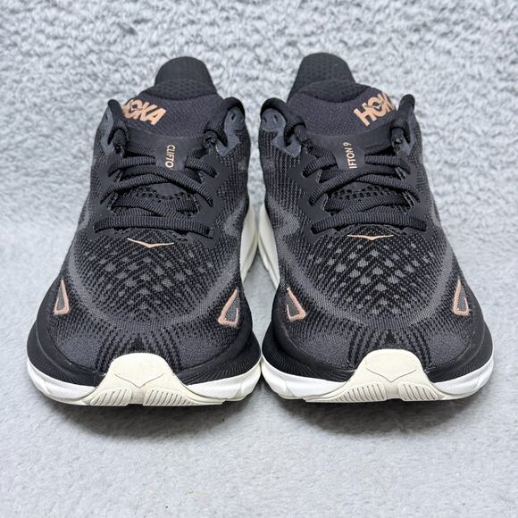 Hoka One One Clifton 9 Womens Size 8.5 Running Shoes Sneakers Black Rose Gold - Picture 2 of 9
